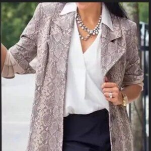 Cabi Animal Print Trench Style Jacket Coat Snake Print King Cobra Size Medium